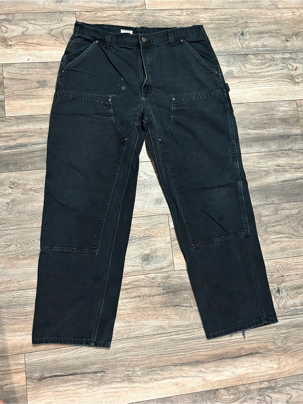 Carhartt B136 BLK Double Knee Carpenter Pants Mens 38 x 32 Vintage Great Look